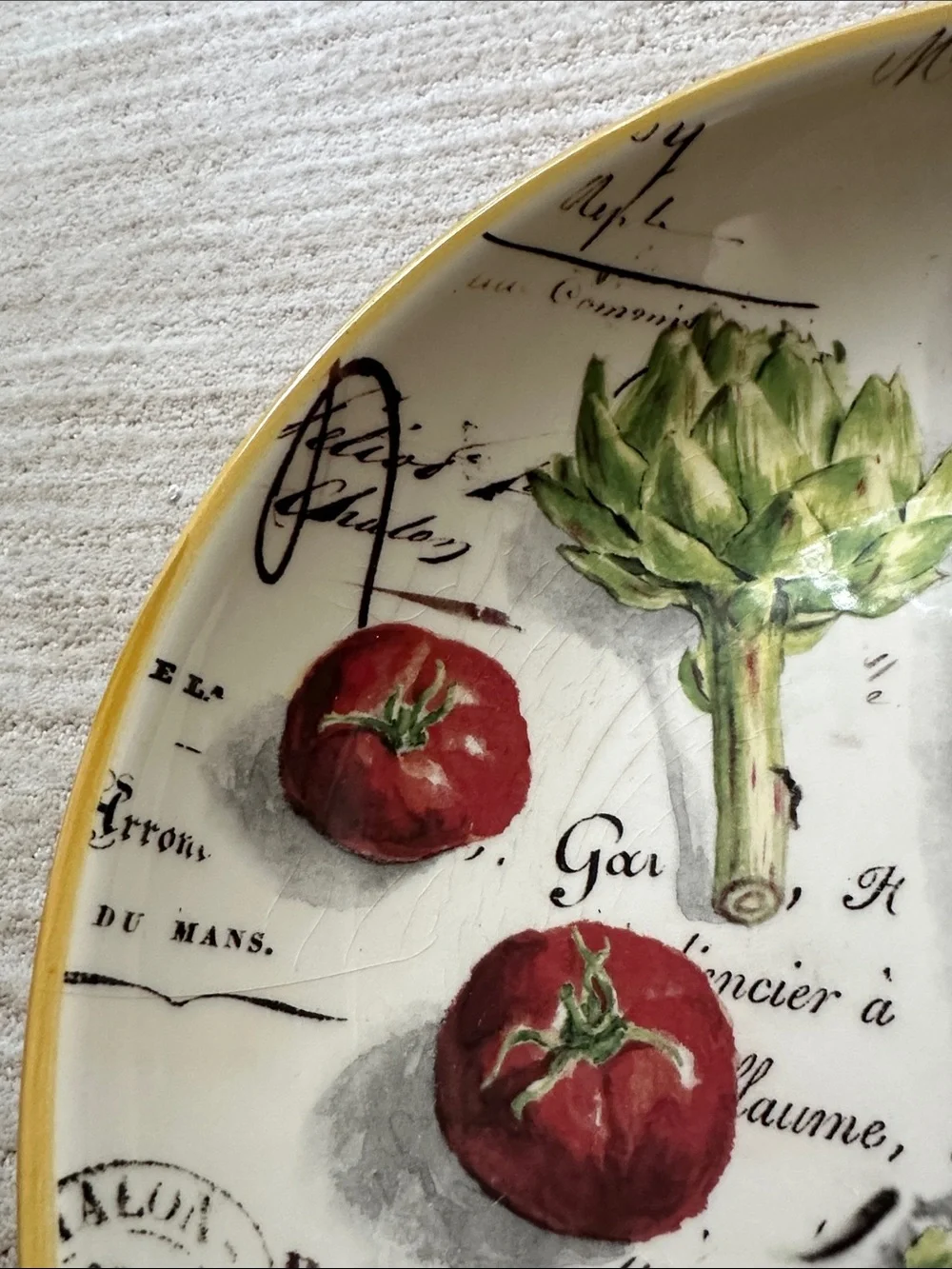 EUC Williams Sonoma 13” Pasta Serving Bowl Marche Marc Lacaze Artichoke Eggplant